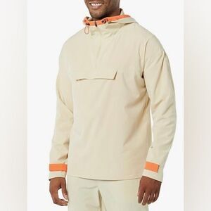 Amazon essentials colorblock cream and orange jacket NWT